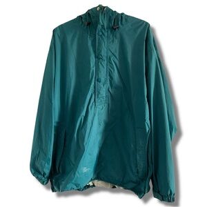 LL Bean Teal Stowaway Rain Jacket Size XL
